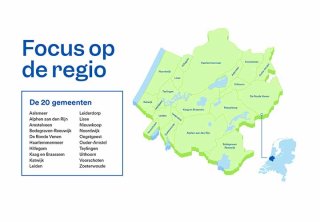 Afbeelding met de 20 gemeenten van de Zorg en Zekerheid regio